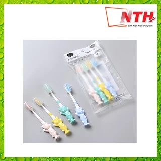 Set 4 bàn chải đánh răng có nắp hình thú cho bé