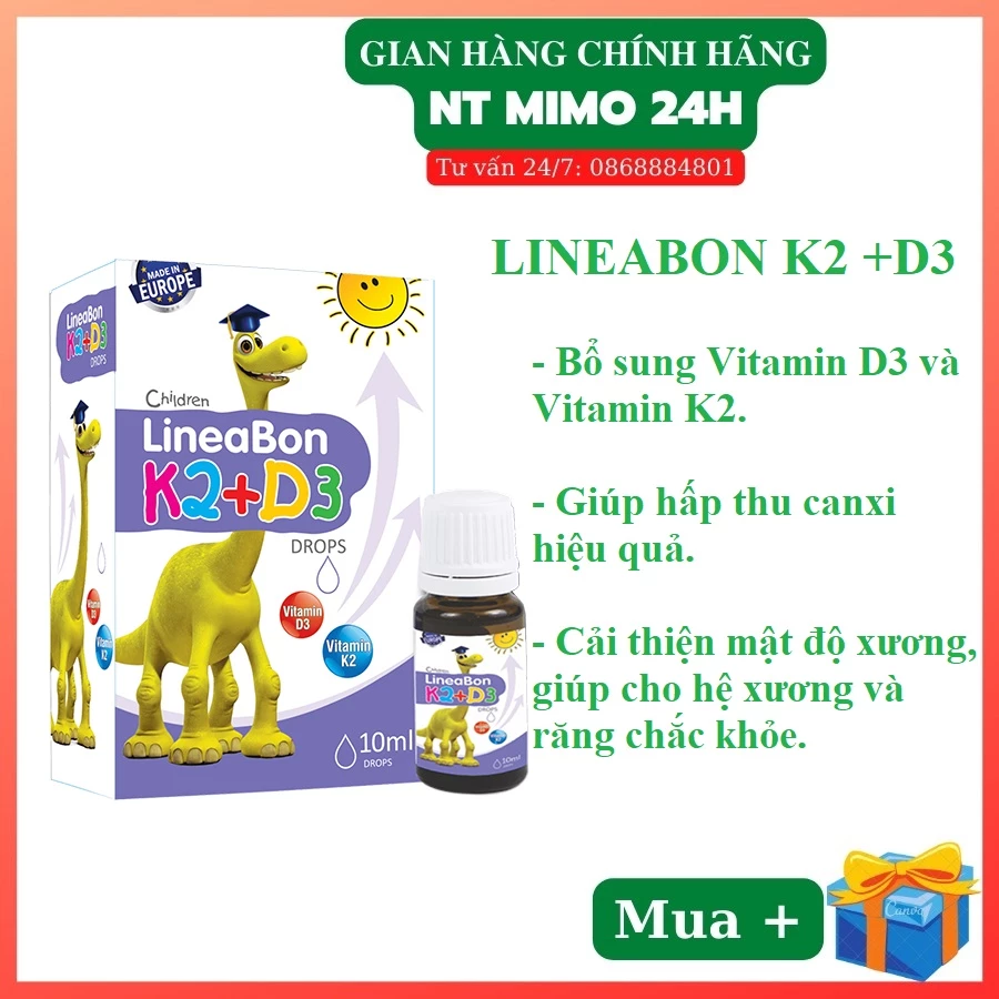 [ Quà tặng ngẫu nhiên ] LineaBon K2+D3.Bổ Sung Vitamin K2D3 Tăng Cường Hấp Thu Canxi Tối Đa Trẻ Cao Lớn Khỏe Mạnh