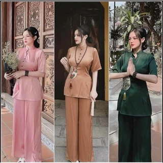 Set Đồ Lam Đi Chùa Thêu Vải Lụa -SÍN STORE-L10