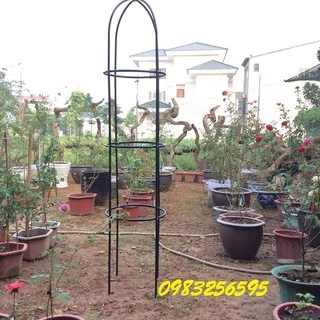 Khung đỡ,khung tháp, giá đỡ hoa hồng leo, cây trang trí màu xanh cao 1,8m đường kính 40cm, ống 13mm