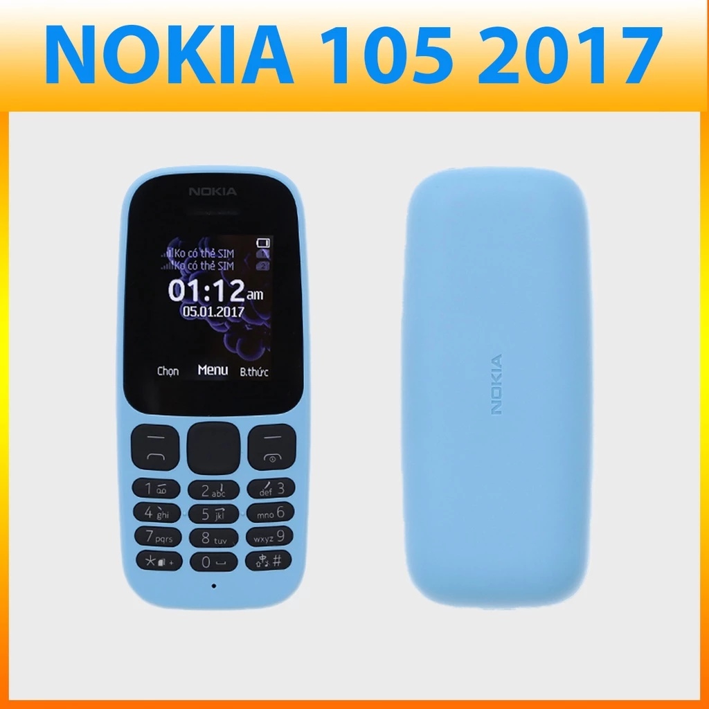 Điện Thoại Nokia 105 2Sim Cổ (2017) Zin Chính Hãng Bền Đẹp Pin Trâu Phím Êm Mượt Xanh Đen Nhỏ Gọn
