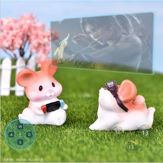 Mô hình đàn chuột Hamster ham ăn chơi game vui nhộn trang trí tiểu cảnh, terrarium, móc khóa, DIY