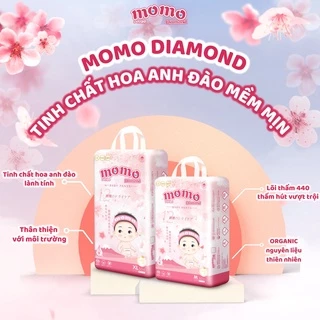 [CHÍNH HÃNG] Tả/Bỉm Momo Diamond Organic Nhật Bản dán/quần S64/M62/M60/L54/XL50/XXL48/XXXL46