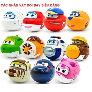 Mô hình trứng biến hình thành robot và máy bay mini đồ chơi đội bay siêu đẳng super wings