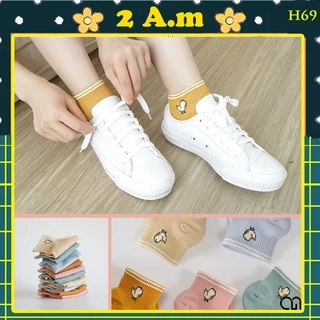 Tất Vớ Cổ Ngắn Nam Nữ Họa Tiết Chim Thời Trang Nhiều Màu Unisex Style Hàn Quốc