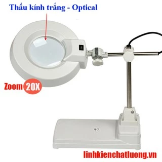 (Bảo hành 6 tháng) Kính lúp để bàn LT-86B 20X đèn LED (thấu kính trắng - Optical)