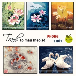 Tranh tô màu theo số, tranh số hóa, tranh tô màu số hóa Madoca Phong Thủy - Có Khung 40x50cm