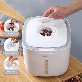 Thùng đựng gạo Ecoco 5kg nắp mở thông minh, chống ẩm , mốc, côn trùng nhựa abs an toàn