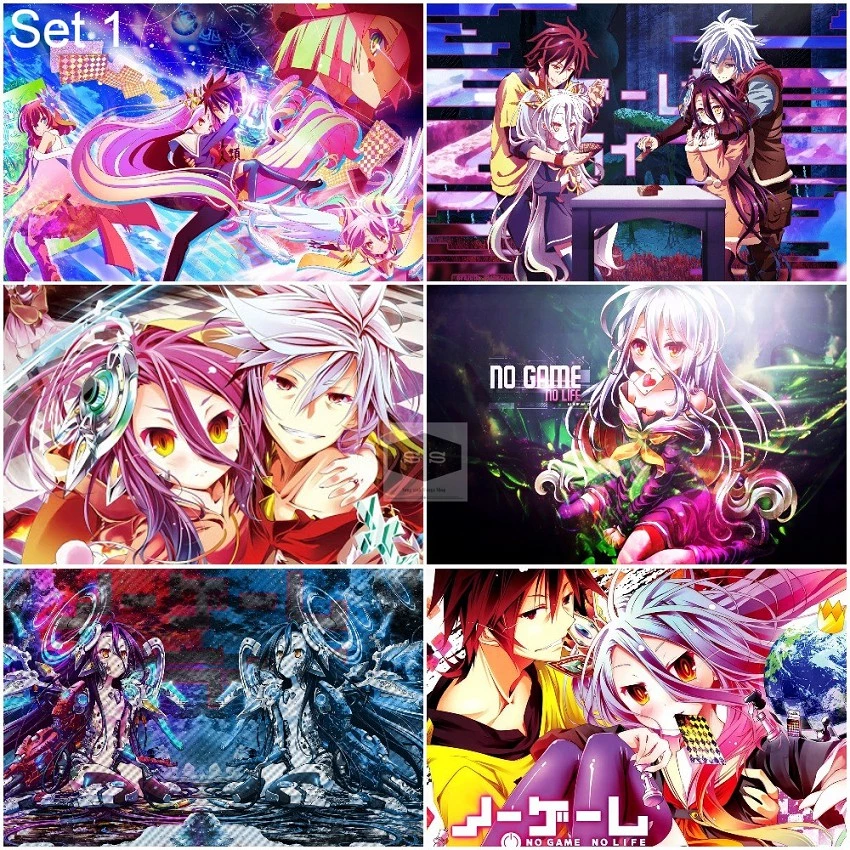  Bộ 6 Áp phích - Poster Anime No Game No Life - Huyền Thoại Game Thủ (bóc dán) - A3,A4,A5