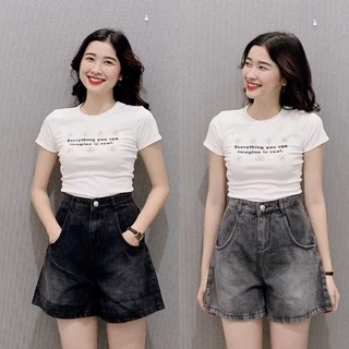 Quần short Jean lưng cao, quần bò ống rộng có bigsize tới 75kg (mã sj1201)