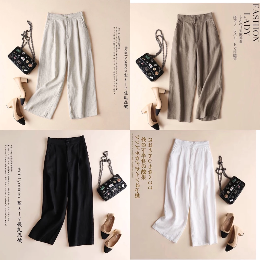Quần đũi nữ ống rộng lưng thun dáng suông đứng cạp chun vải dày trơn mặc đi chơi ở nhà _ QD02