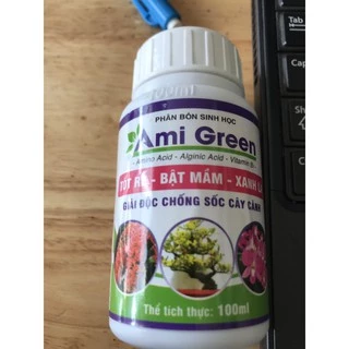 Phân bón sinh học AMI GREEN giải độc cây trồng. Tốt rễ, bật mầm, xanh lá chai 100ml