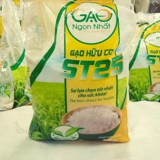 Gạo ST25 túi 5kg hàng chính hãng - Gạo Ngon Nhất - Tiêu chuẩn xuất khẩu, hút chân không, thơm dẻo mềm cơm