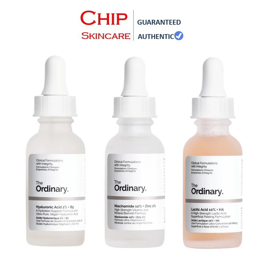 [Bill Hãng] Tinh chất Niacinamide 10% + Zinc 1% - The Ordinary, Cấp ẩm hồi phục Hyaluronic Acid 2% + B5, Lactic Acid HA