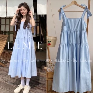 Đầm Hai Dây Babydoll Ulzzang Dáng Dài Thắt Nơ Vai Siêu Xinh - Váy Vintage Hàn Quốc 🦋 Có Video Ảnh Thật ❤️