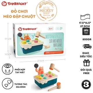 Đồ chơi mèo đập chuột topbright luyện phản xạ không cần pin Whack the mouse búa gỗ chơi 2 người my mickey shop