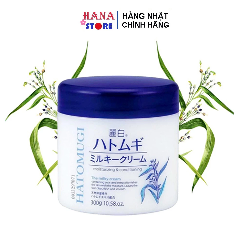 Kem Dưỡng Ẩm Trắng Da Ý Dĩ Hatomugi Moisturizing & Conditioning The Milky Nhật Bản 300g