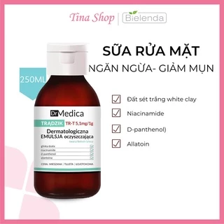 [Chính Hãng] Sữa rửa mặt Bielenda Dr Medica Anti-acne Dermatological Cleansing Emulsion 250ml giảm mụn, làm sạch sâu