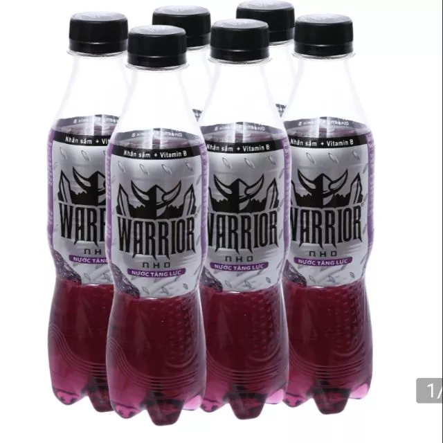 Lốc 6 chai nước tăng lực Warrior vị nho (6×330ml)