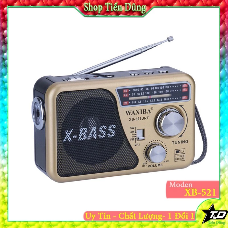 Máy Nghe Nhạc Kiêm Đài Radio FM Waxiba XB 521 URT Có Hỗ Trợ Thẻ Nhớ TF và USB Đèn Pin LED