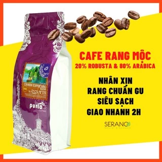 Cafe arabica nguyên chất rang xay Purio Charm Espresso Blend Chua Nhẹ 250g rang mộc 80% Arabica 20% Robusta pha máy phin