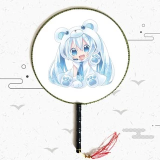 Quạt tròn cổ trang Miku Hatsune anime cầm tay