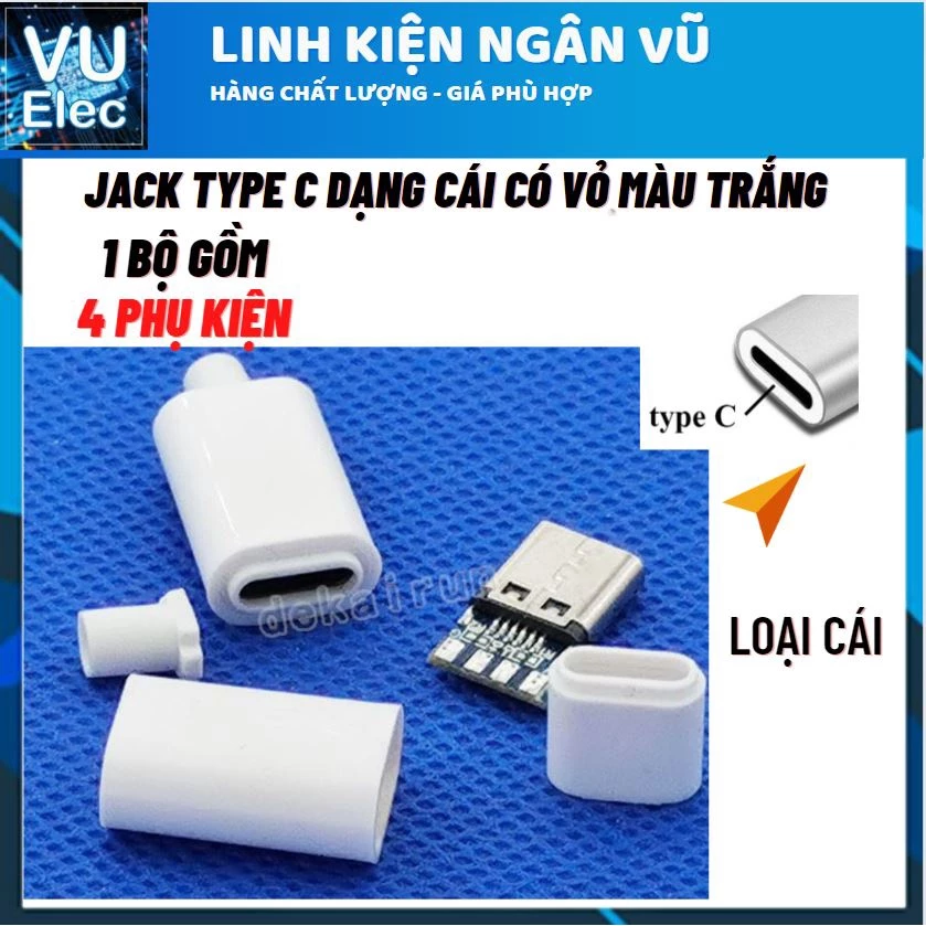 5 Đầu Jack USB Type-C màu trắng