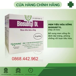 BIOSUBTYL DL Men tiêu hóa sống, bổ sung vi khuẩn có lợi cho đường ruột - Hộp 25 gói