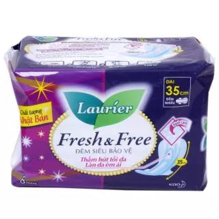  Băng Vệ Sinh Laurier Fresh & Free Đêm Siêu Chống Tràn 35 cm - 8 Miếng