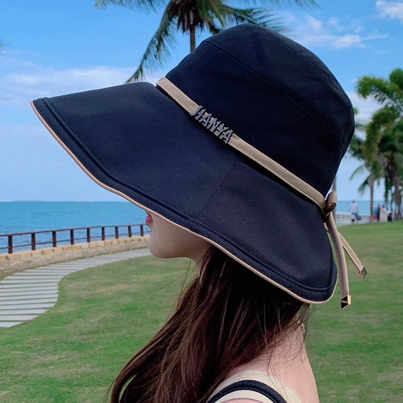 Mũ rộng vành đính nơ chống tia cực tím thời trang mùa hè phong cách Hàn Quốc cho nữ