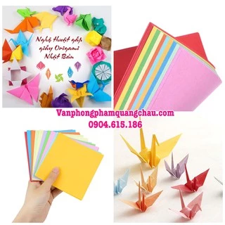 Giấy Origami 2 mặt màu giống nhau (Size: 14,7cm x 14,7cm/ 19,5cm x 19,5cm) - 100 tờ/10 màu