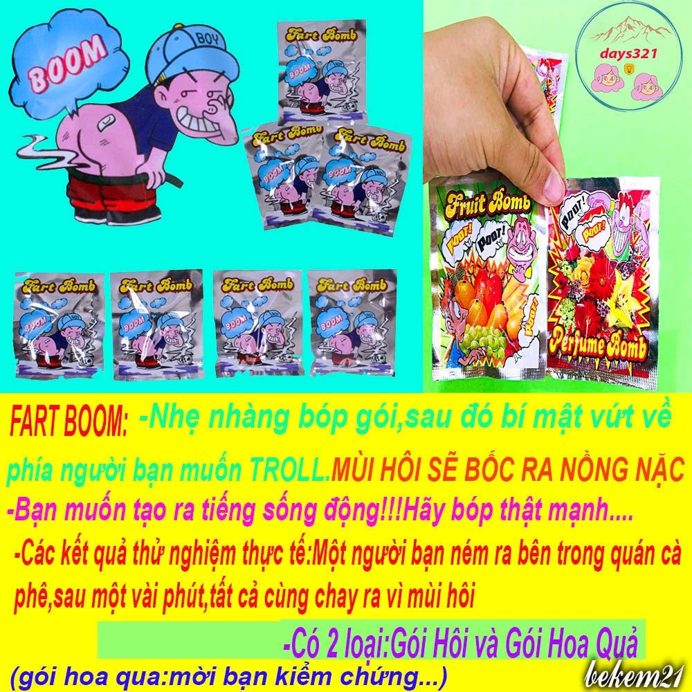 [SỈ 1,5K] BOM ĐÁNH RẮM BOMB FRUIT - GÓI THỐI/GÓI THƠM/BOM TRÁI CÂY ĐỒ TROLL BẠN BÈ