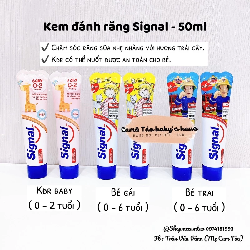 KEM ĐÁNH RĂNG SIGNAL cho bé từ 1 đến 6 tuổi (có thể nuốt được)