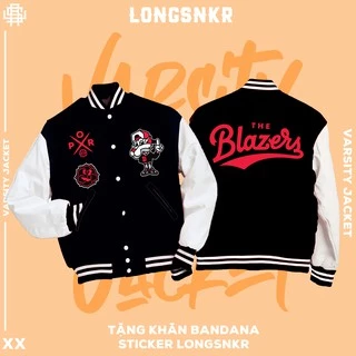 [Tặng Sticker và khăn Tuban] _ Áo khoác Varsity Đen họa tiết Longsnkr chất nỉ cao cấp - Bomber /Varsity