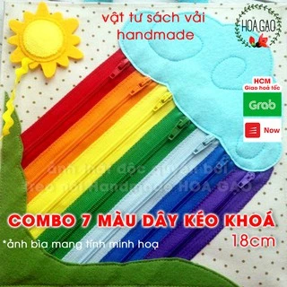 Combo 7 màu dây kéo khoá 18cm HKK GDKC7 dây khoá kéo làm sách vải, bóp ví handmade diy giá rẻ free ship