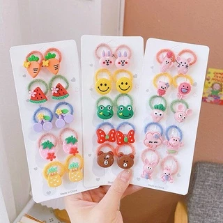 10PCS Cute Cartoon Suitable For Children With Less Hair Headwear Kids Elastic Hair Bands Princess Hair Ties Girls Accessories Baby Headdress