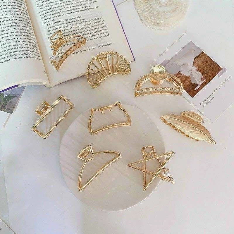 [RẺ NHƯ SỈ] ⚠️⚠️ Kẹp Tóc Kim Loại Mạ Vàng Cỡ Lớn Phong Cách Hàn Quốc Xinh Xắn Cho Nữ