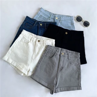 Quần Short Jeans Lưng Cao Ống Rộng Thời Trang Cho Nữ