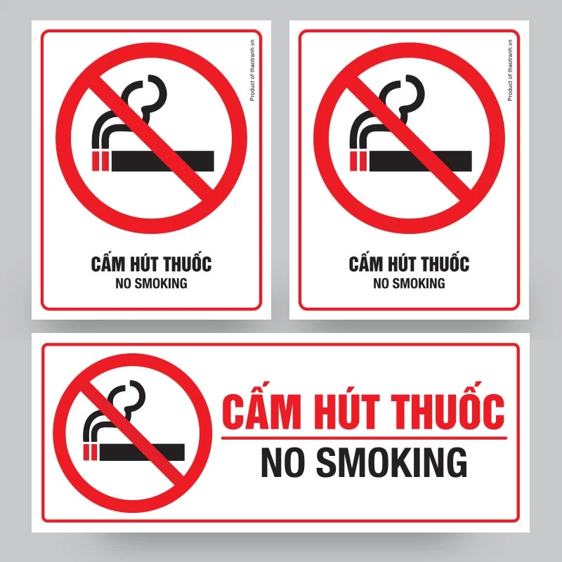 Biển báo Decal Cảnh Báo Cấm Hút Thuốc-No Smoking-Sticker Trang Trí Dán Kính