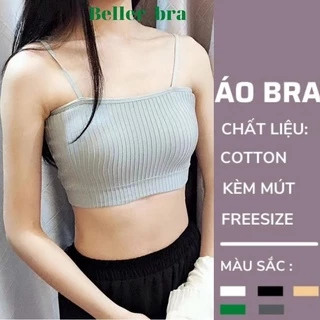 Áo Bra 2 Dây Nữ Cotton Gân Tăm - Áo Ngực Nữ Không Gọng Quyến Rủ   BellarBra B809