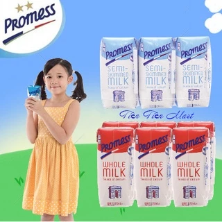 Thùng 24 Hộp 200ml Sữa Tươi Nguyên Kem - Ít Béo Không Đường PROMESS Nhập Khẩu Pháp