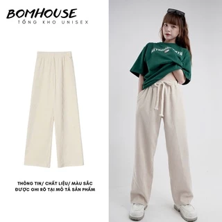 Quần Ống Rộng Nữ Trơn 4 Màu Ulzzang Unisex BOM HOUSE Chất Liệu Nhung Tăm