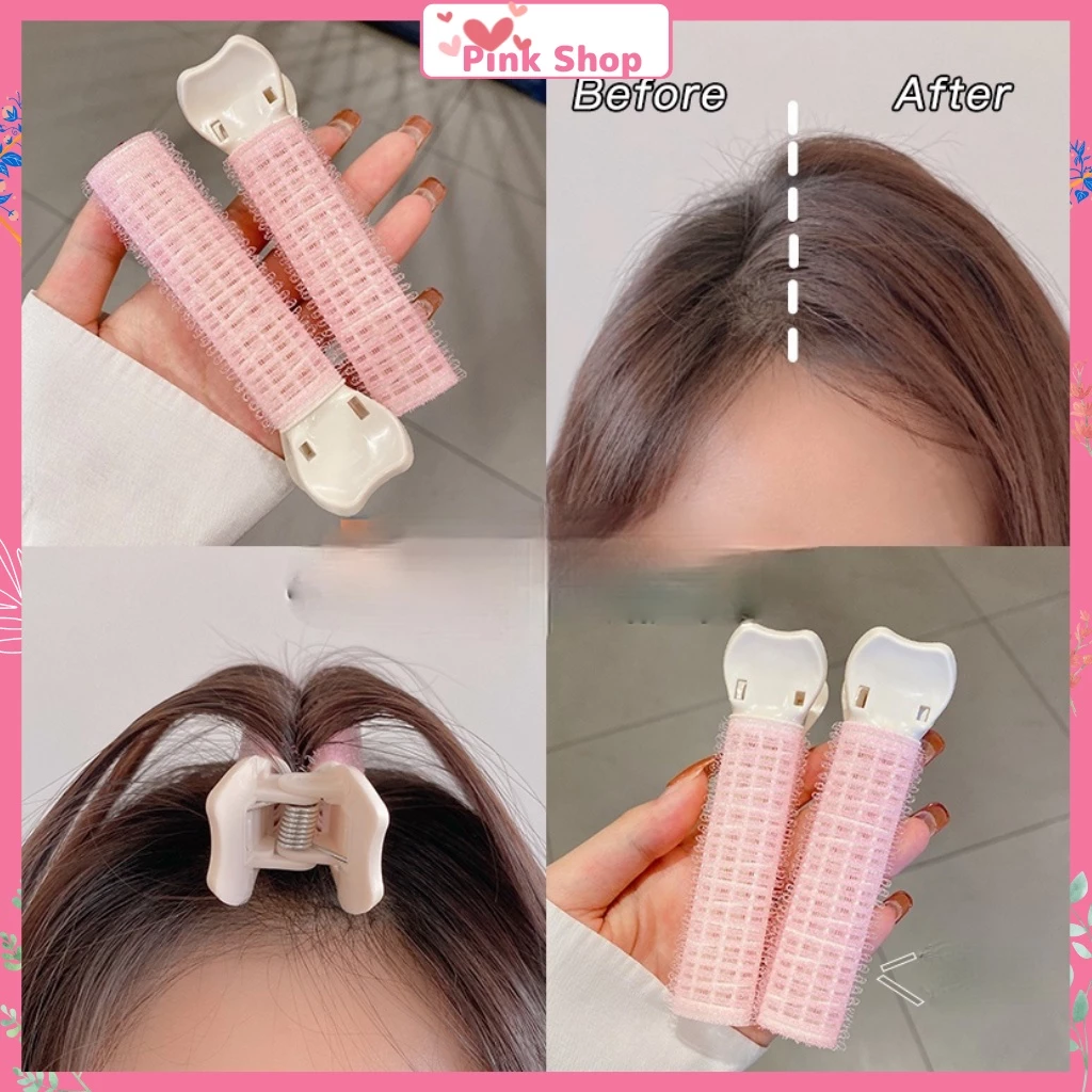 Kẹp tóc mái cố định tích hợp lô uốn tóc xoăn bồng bềnh không làm gãy tóc phong cách Hàn Quốc cho nữ