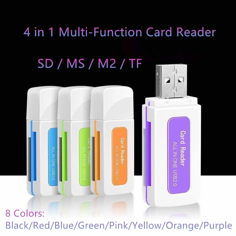 Đầu đọc thẻ nhớ USB 2.0 4 trong 1 dùng cho thẻ nhớ SD T-Flash Micro SD M2 chuyên dụng