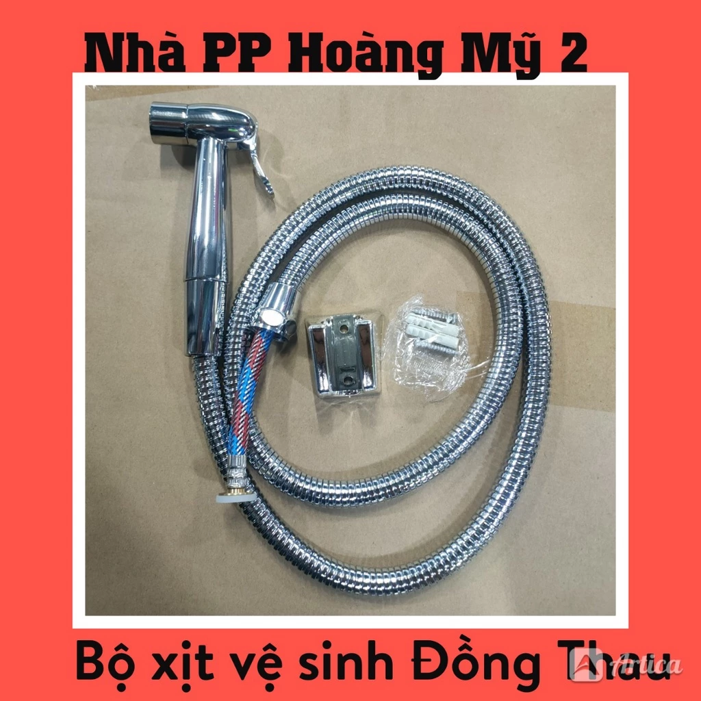 [Đồng Thau] Bộ vòi xịt vệ sinh chất liệu Đồng Thau, Lõi đồng 100%, Dây bố 2 đầu ốc đồng, Nước cực mạnh