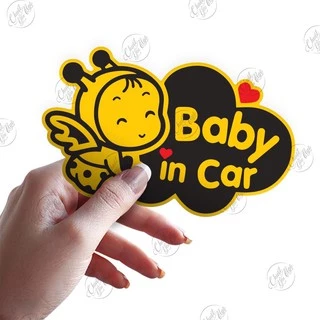 Combo 2 logo sticker 15cm x 9cm Baby In Car dễ thương cho xe ô tô NT 11
