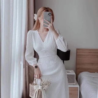 Đầm dự tiệc cổ V ren nổi đính hạt Yeon Dress