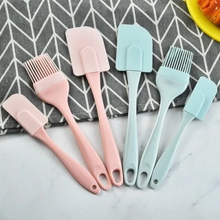 Bộ 3 Dụng Cụ Silicon Làm Bánh Gồm Cọ (Chổi) Quét Phết Bơ Dầu, Gia Vị - Phới Spatula Trộn Bột, Vét Bột, Đánh Trứng