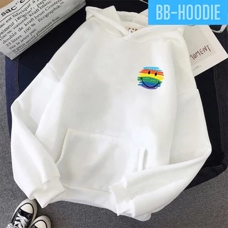 Áo Hoodie From Rộng Unisex Hình Mặt Cười Cầu Vồng Cute, Chất Nỉ Mềm Mại Style Ulzzang HOT TREND BB HOODIE