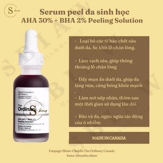 Serum tẩy tế bào chết, cải thiện mụn The Ordinary AHA 30% BHA 2% Peeling Solution